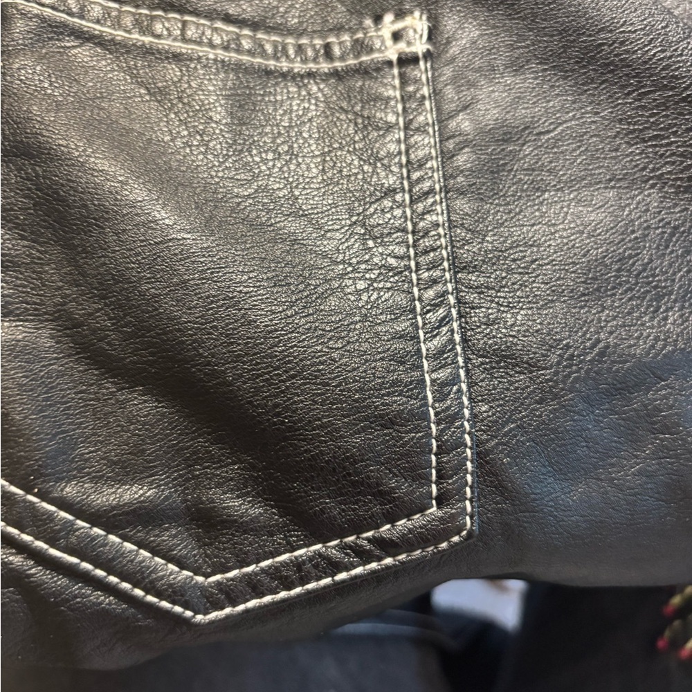 BDG Urban Outfitters Faux Leather Carpenter Pants Black High Rise Straight Leg S - Picture 6 of 10